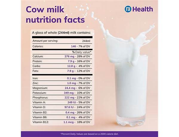 1% lactose free milk food facts