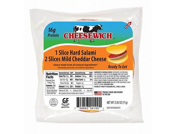 1 slice hard salami 2 slices mild cheddar cheese nutrition facts