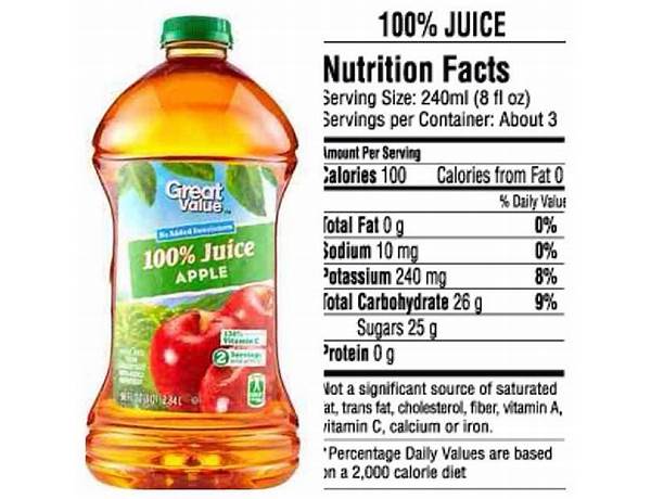 100% apple juice nutrition facts