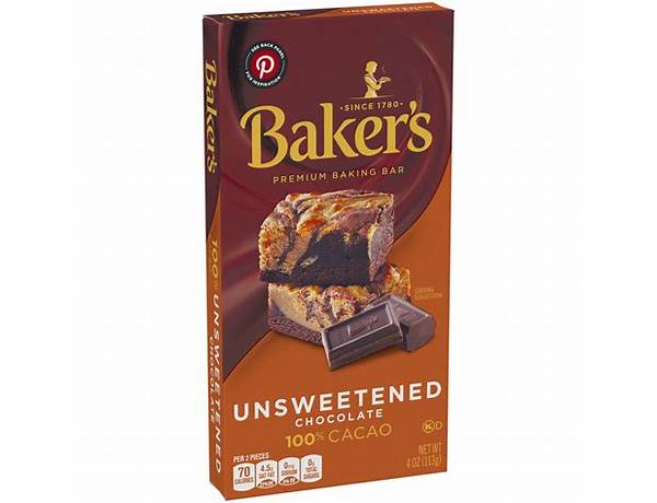 100% cacao unsweetend chocolate baking bar food facts