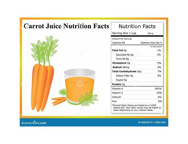 100% carrot vegetable juice food facts