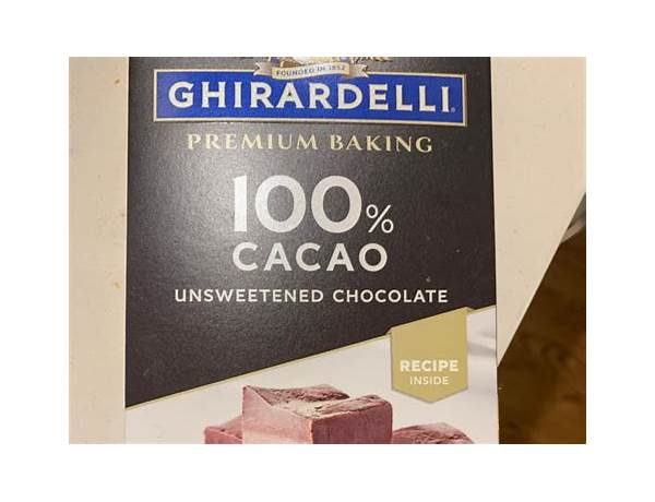 100% cocoa unsweetened chocolate food facts