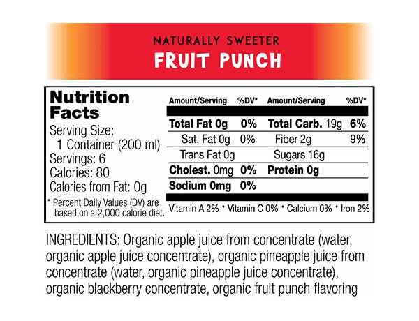 100% fruit punch juice ingredients