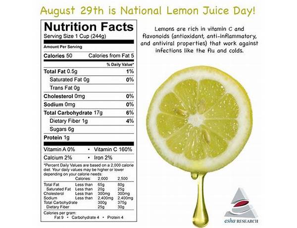 100% lemon juice food facts