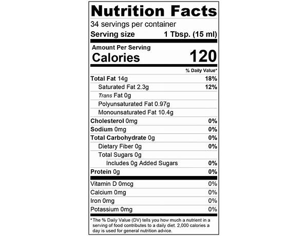 100% natural extra virgin olive oil nutrition facts