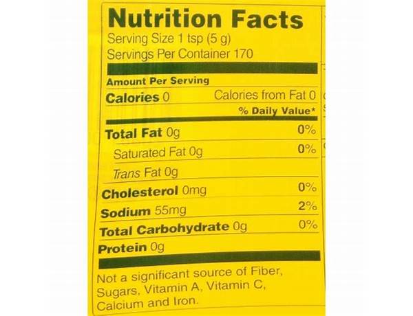 100% natural yellow mustard food facts