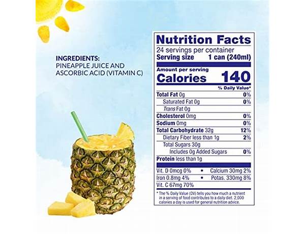 100% pineapple juice ingredients