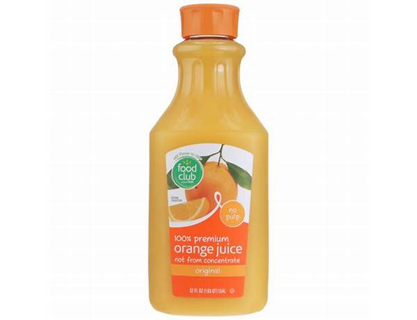 100% premium orange juice, orange food facts