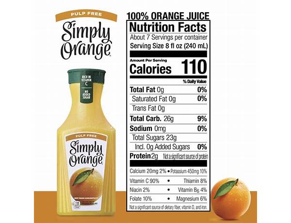 100% premium orange juice, orange nutrition facts