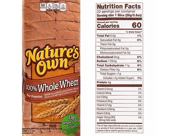 100% whole wheat bread, whole wheat nutrition facts