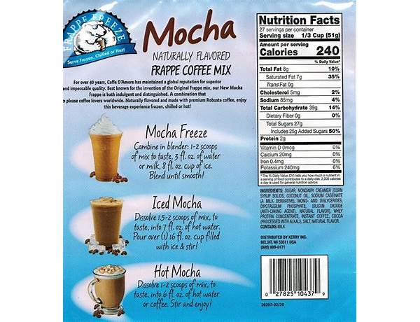 183 frappe mix nutrition facts