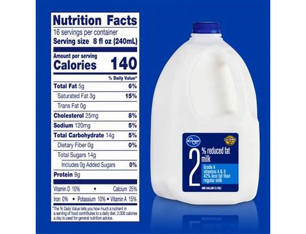 2% reduced fat milk nutrition facts