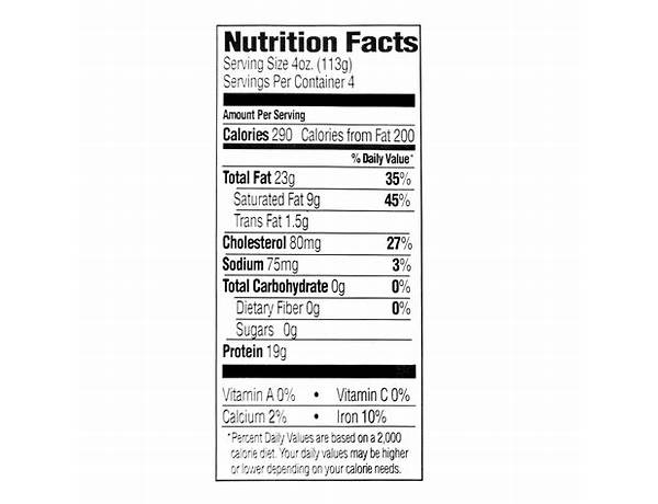 2 lbs nutrition facts