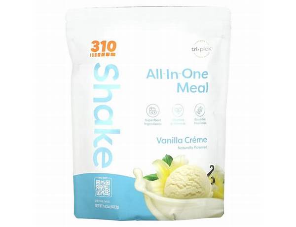 310 nutrition, all-in-one meal shake, vanilla creme, 14.2 oz food facts