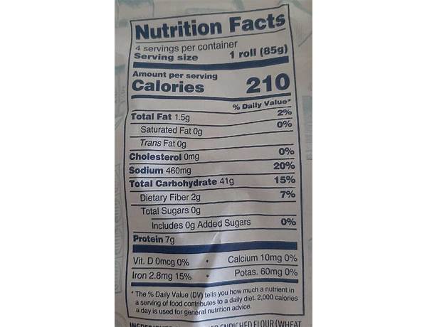 4 ciabatta rolls nutrition facts