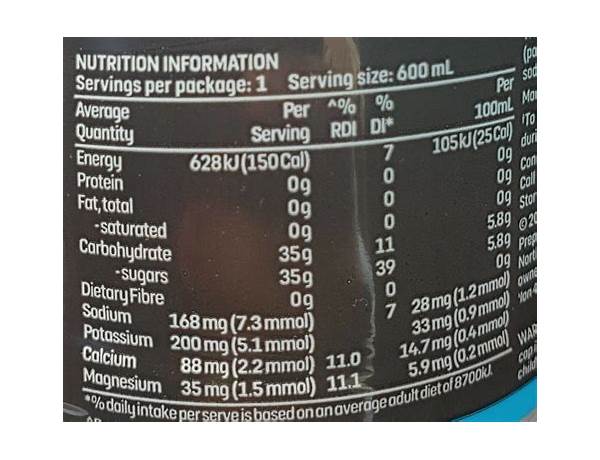 600 ml food facts