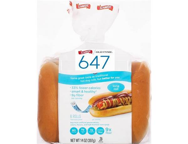 647 long hotdog rolls food facts
