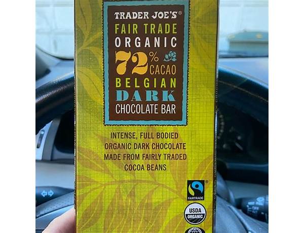 72% cacao belgian dark chocolate bar food facts