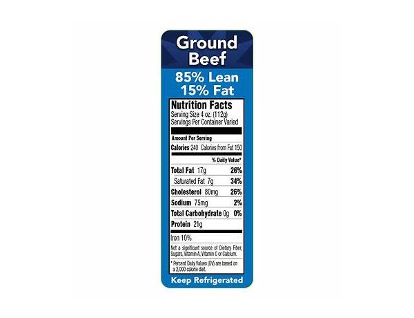 85/15 ground beef nutrition facts