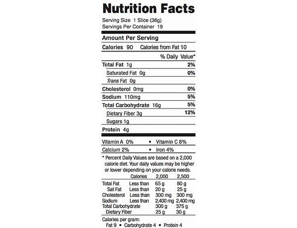 9 grain bread nutrition facts