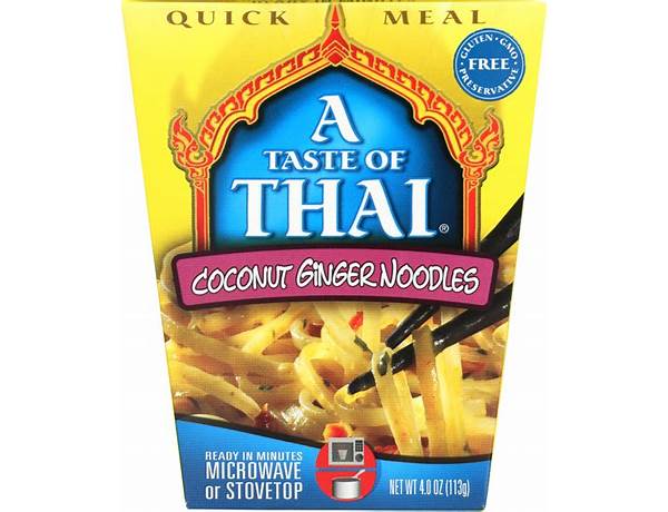A taste of thai, coconut ginger noodles ingredients