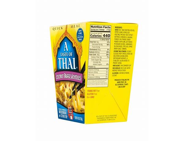 A taste of thai, coconut ginger noodles nutrition facts