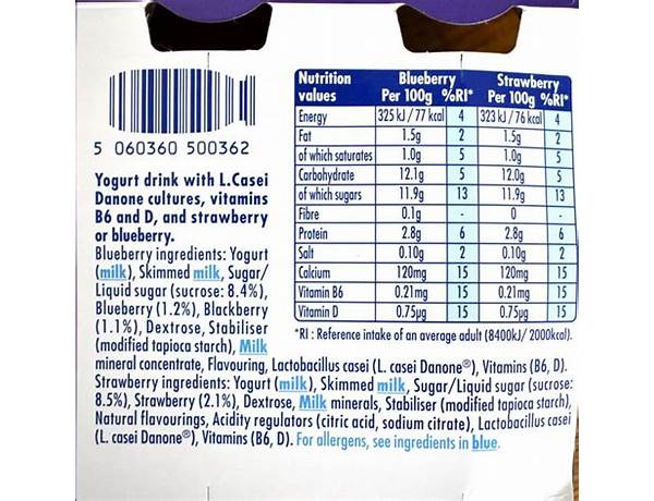 Actimel nutrition facts