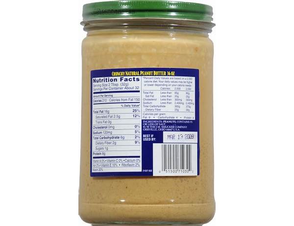 Adam's 100% natural peanut butter ingredients