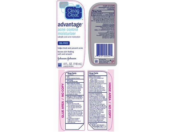 Advantage acne control moisturizer nutrition facts