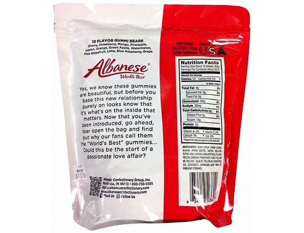 Albanese gummy bears food facts