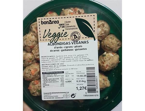 Albondigas vegenas food facts