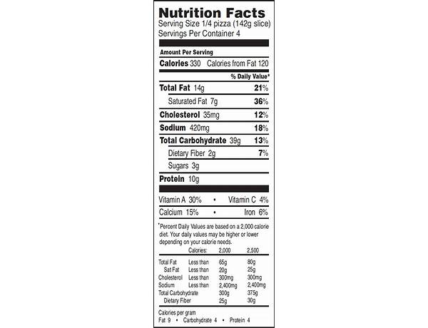 Alex's awesome vegan gf cheese pizza nutrition facts