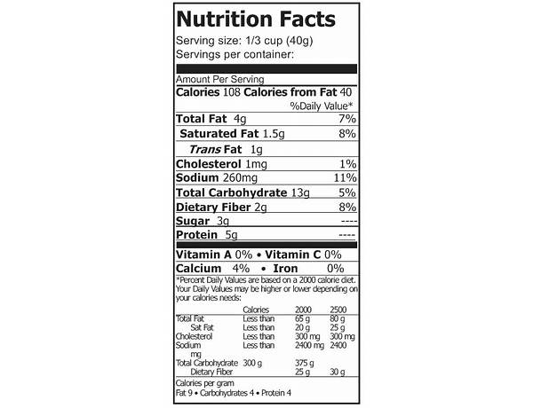 Alfredo nutrition facts