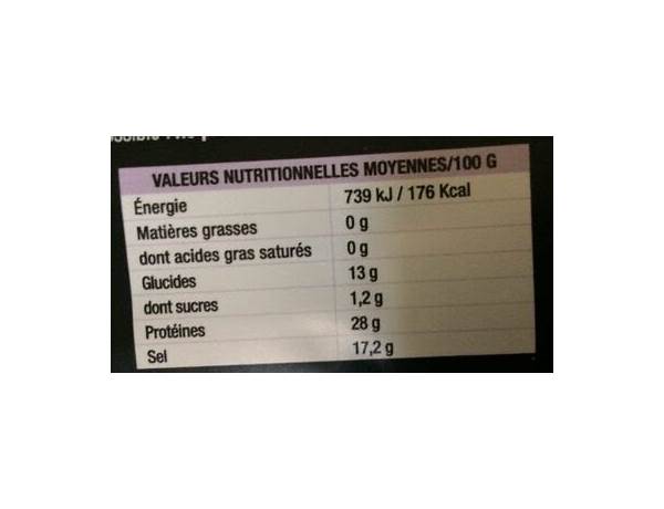 Algues grillées nutrition facts