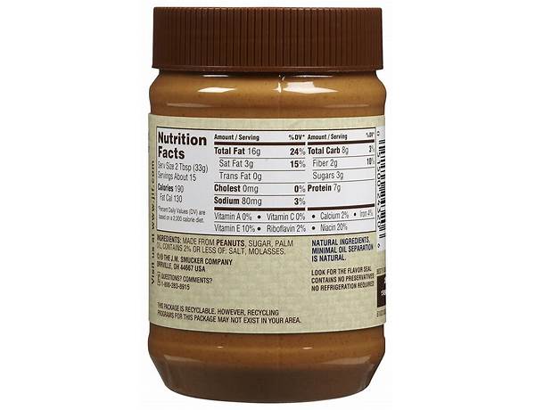 All natural peanut butter food facts