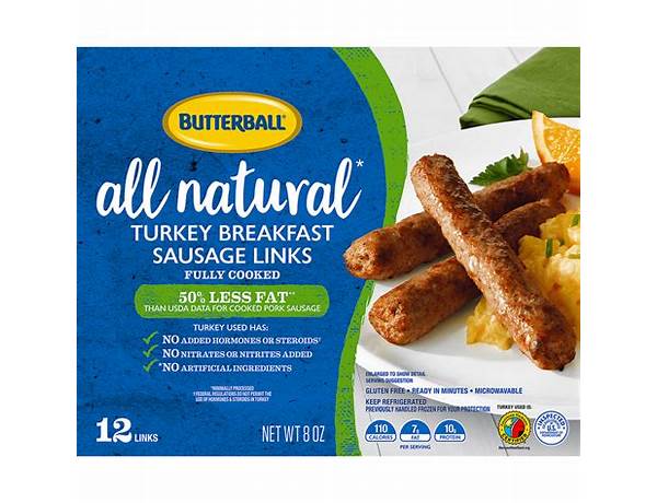 All natural turkey breakfast sausage links food facts