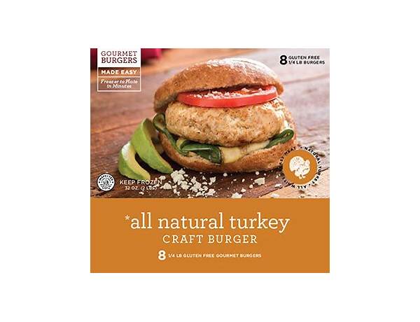 All natural turkey craft burgers food facts