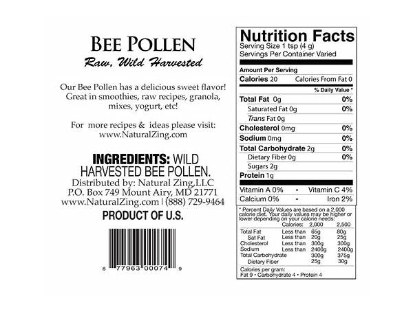 All natural wildflower bee pollen nutrition facts