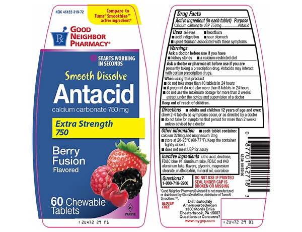 Allums antacid tablets food facts