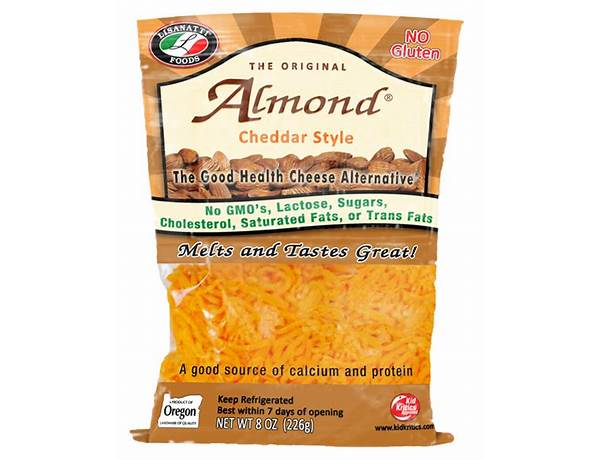 Almond, cheese alternative, cheddar ingredients