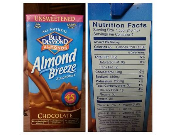 Almond breeze unsweetened chocolate food facts
