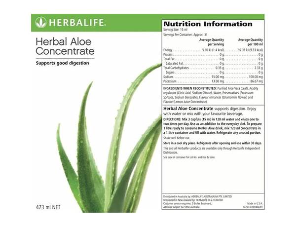 Aloe vera with pulp nutrition facts