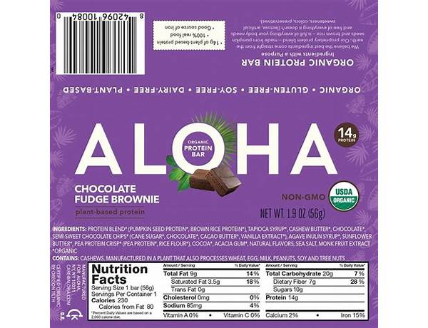 Aloha chocolate fudge brownie food facts