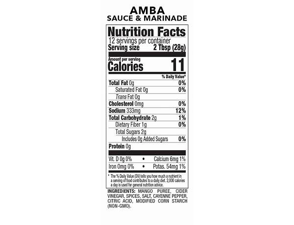 Amba sauce and marinade nutrition facts