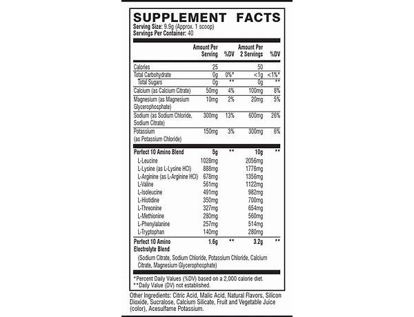 Amino action nutrition facts