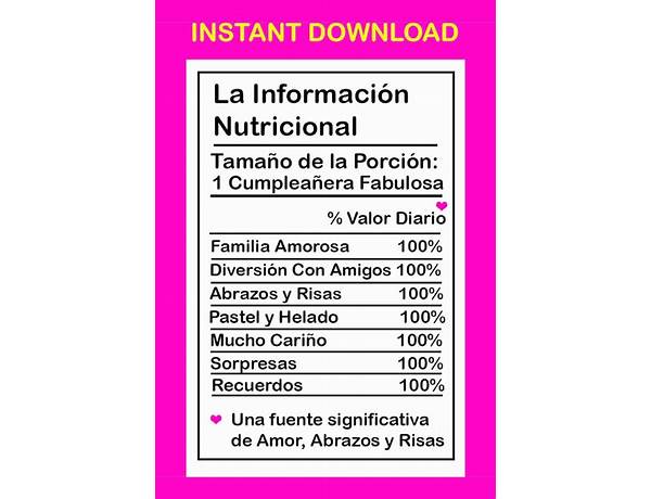 Amor prohibido nutrition facts