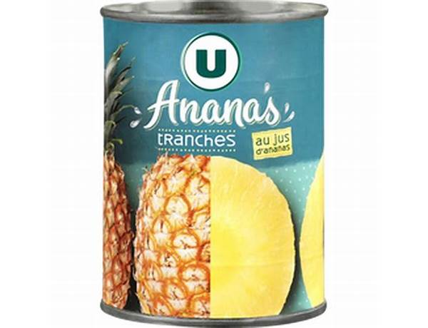 Ananas au jus d'ananas 4 tranches entières food facts
