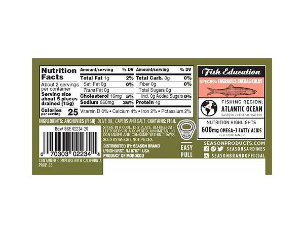 Anchovies nutrition facts