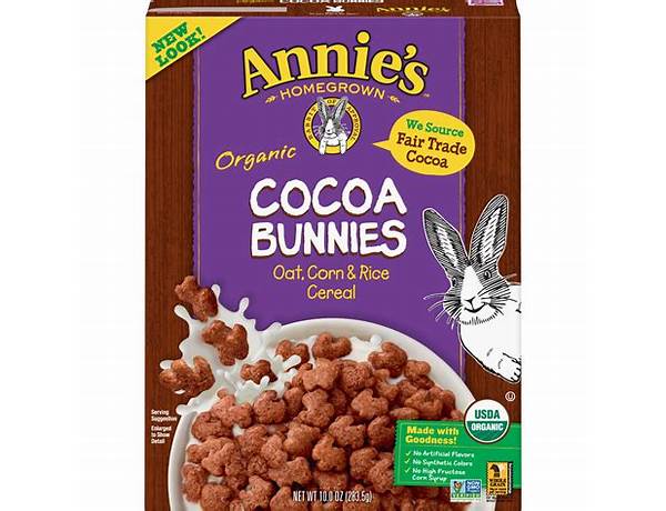Annie's organic cocoa bunnies cereal food facts