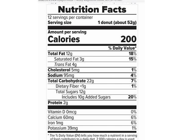 Apple cider doughnuts nutrition facts